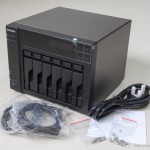 The package: AS-606T 6-bay NAS, 2 LAN cables, power cable, 2 packs of screws, quick start CD