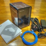 So what's inside the box? DNS-320, patch cord, power adaptor, manual and CD